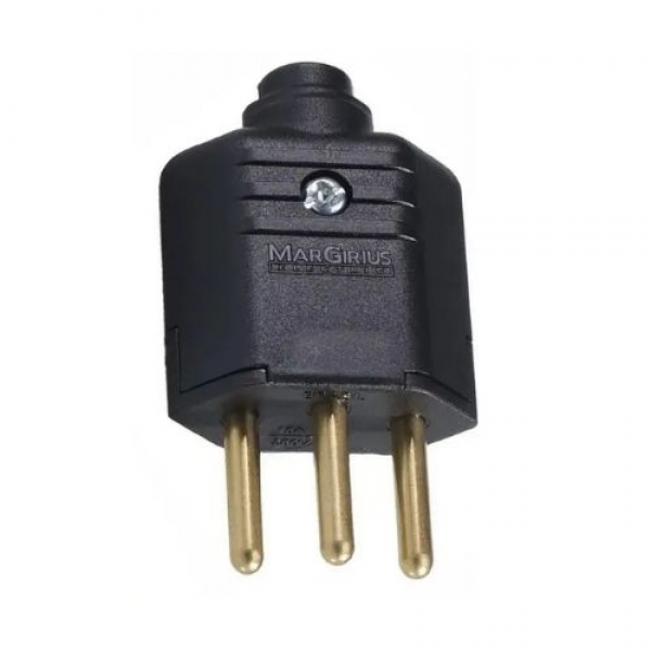 Plug Macho 2P + T 10A 250V - Cód 5818 - MARGIRIUS