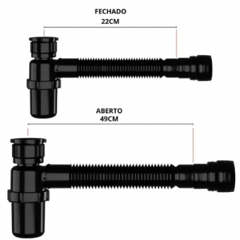 Sifão Copo Sanfonado Universal 49cm - Cód 31103