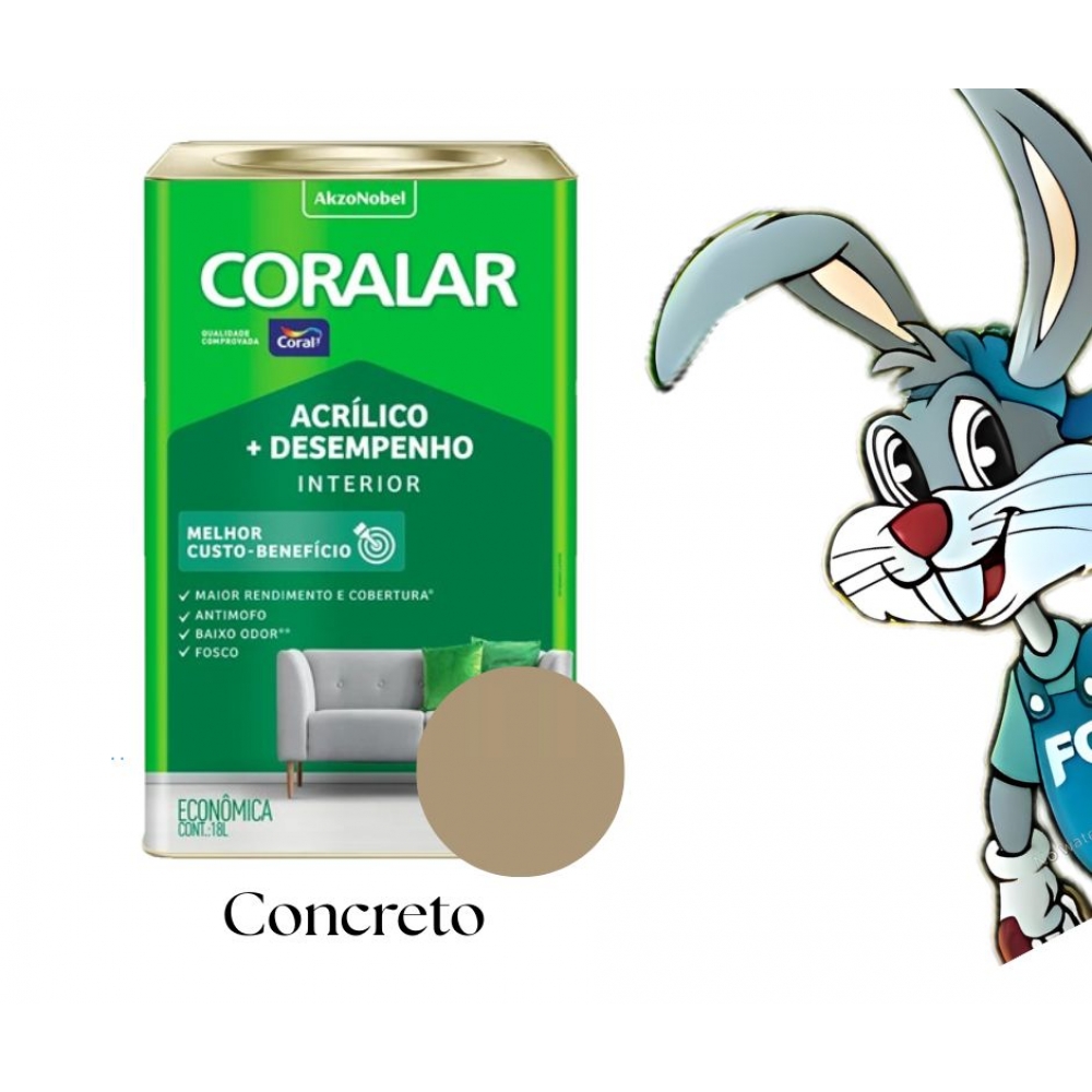 Tinta Coral Coralar 18L - Acrílico + Desempenho - CONCRETO