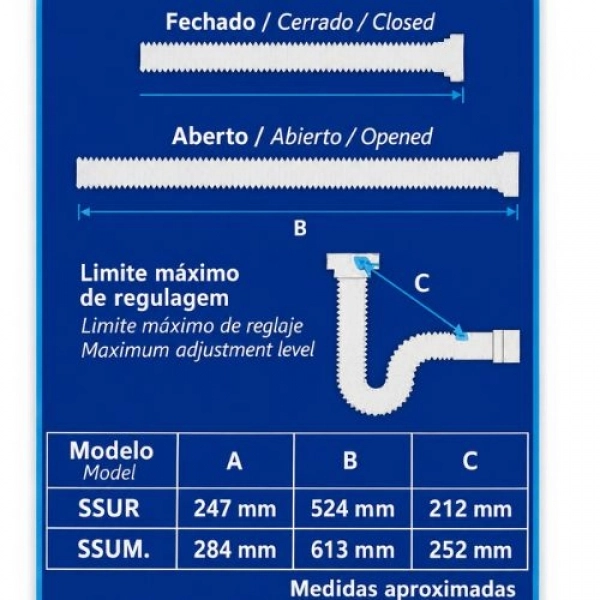 Sifão Sanfonado Universal Cód - 25091 - ASTRA