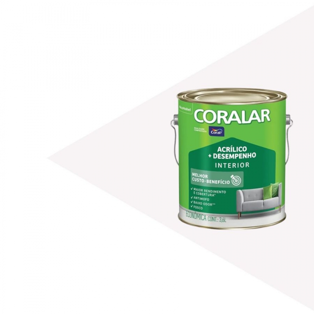 Tinta Acrílica Coral Coralar 3,6L – Economia com Qualidade - BRANCO NEVE