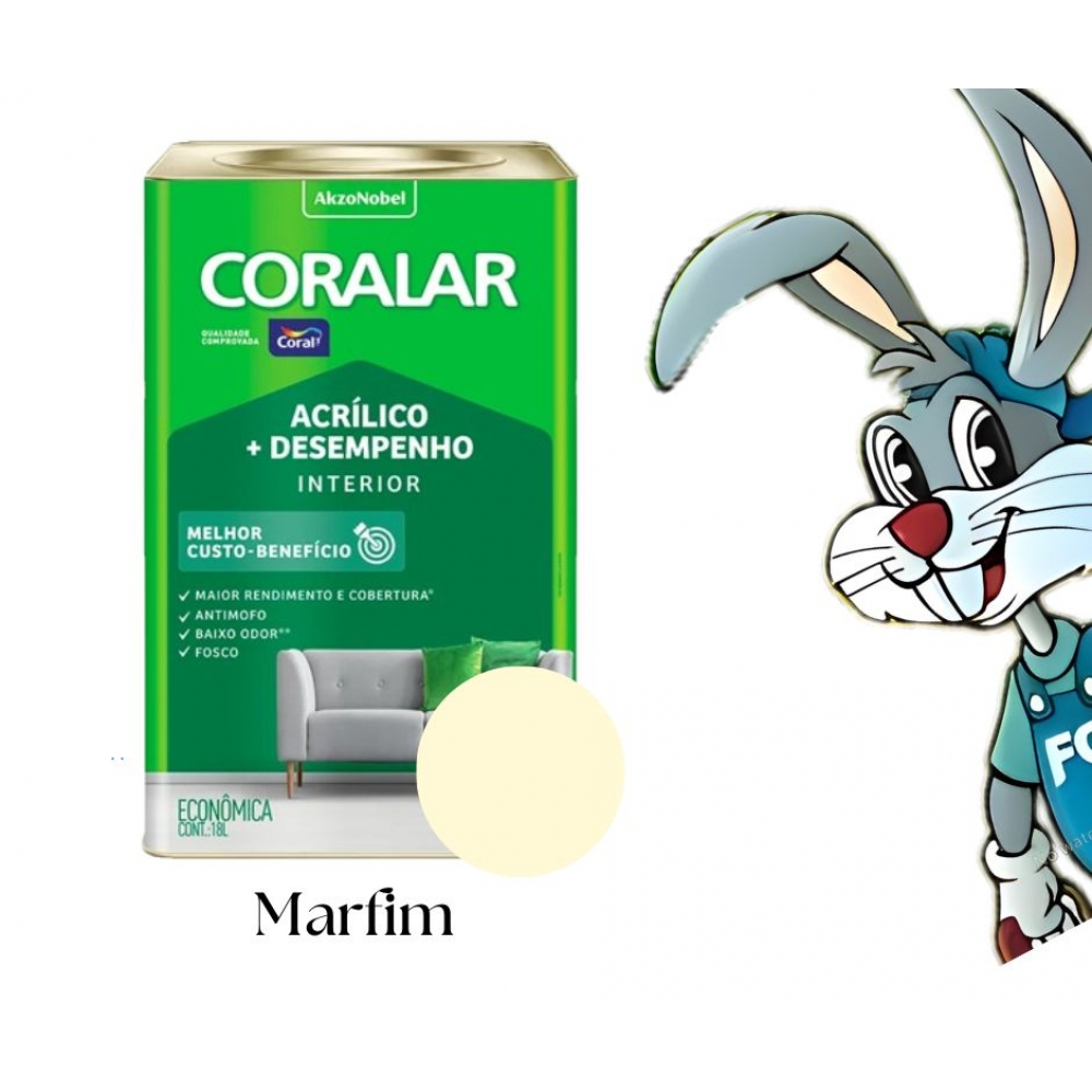 Tinta Coral Coralar 18L - Acrílico + Desempenho - MARFIM