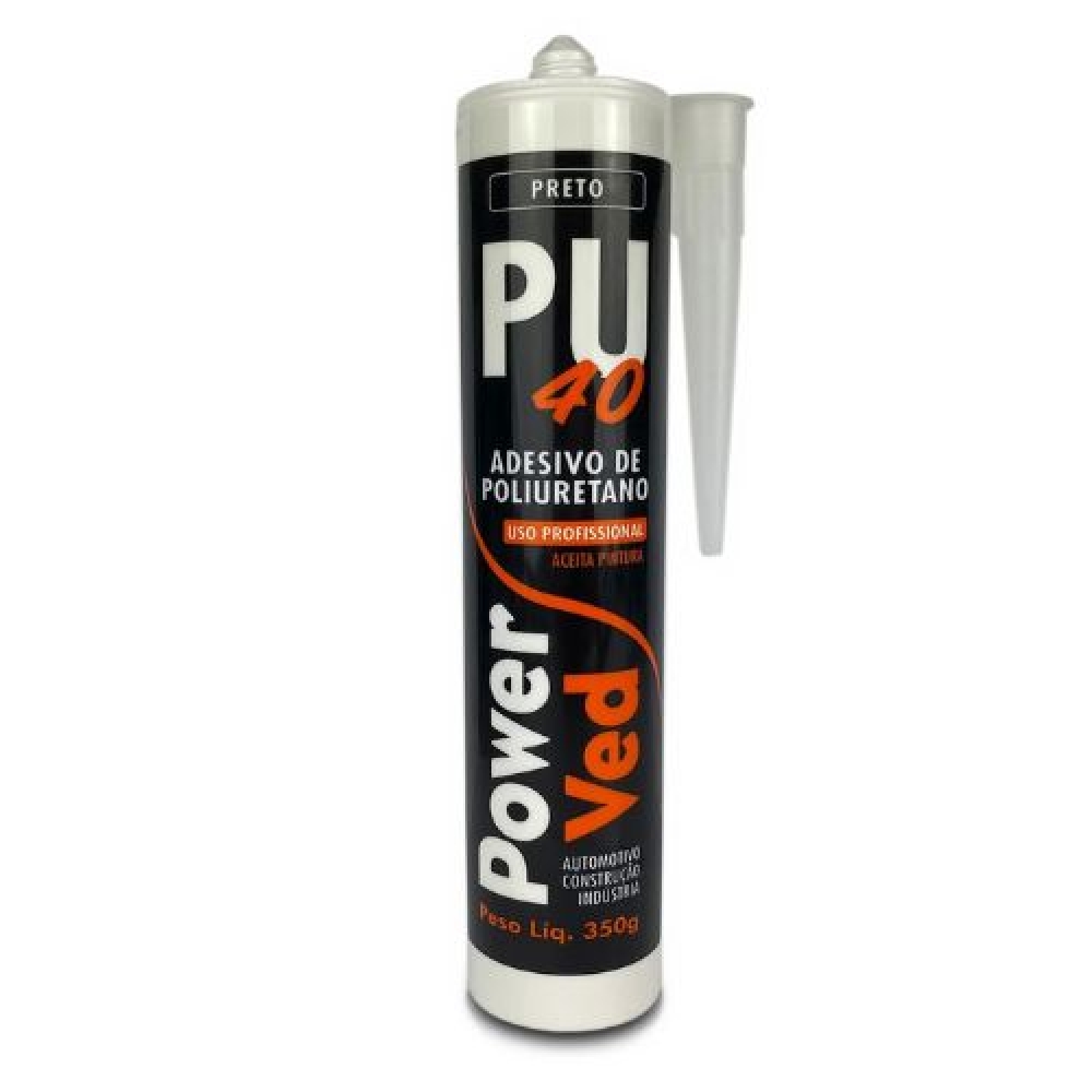 Adesivo Poliuretano 350g  Pu 40 Vidro Metal Juntas Dilatação Power - PRETO