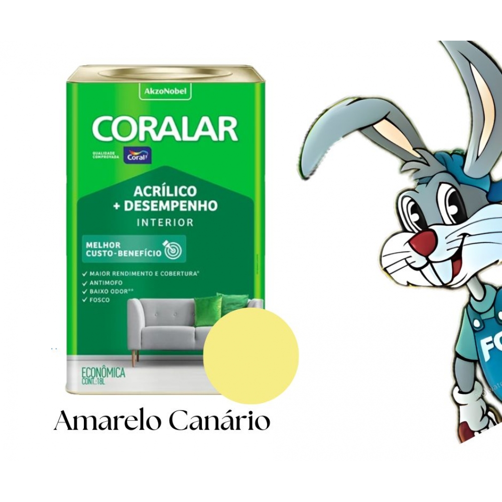 Tinta Coral Coralar 18L - Acrílico + Desempenho - AMARELO CANÁRIO