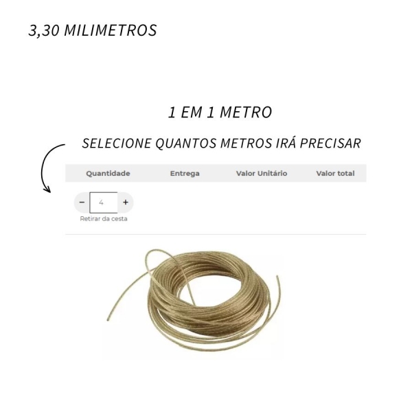 Cabo Aço Encapado Para Varal - Grosso 3,30MM