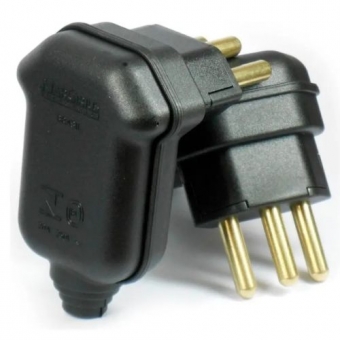 Plug Macho 2p + T 10A 250V  - 90° Triangulo Prensa Cabo - Cód 30746