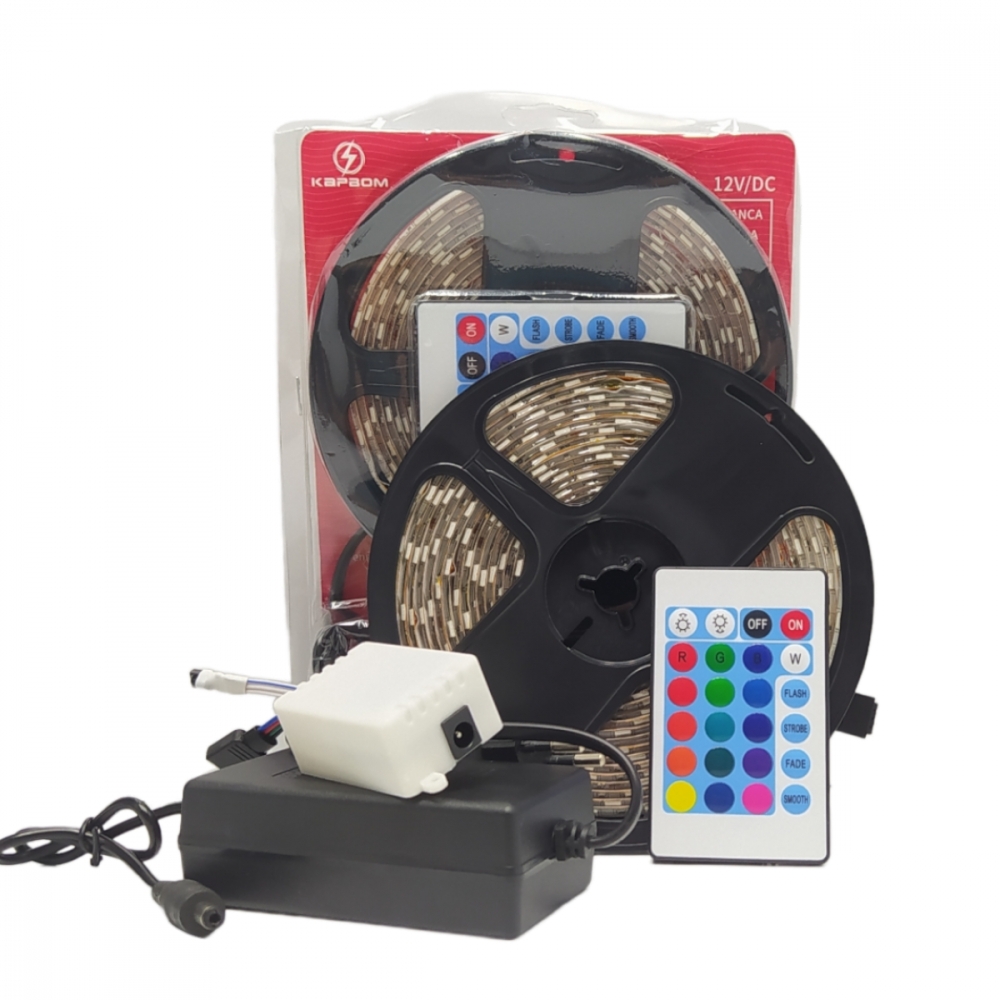 KIt Completo - Fita de Led  RGB - 12VDC 5 Metros 220V - Kapbom