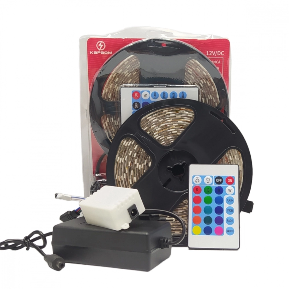 KIt Completo - Fita de Led  RGB - 12VDC 5 Metros 220V - Kapbom