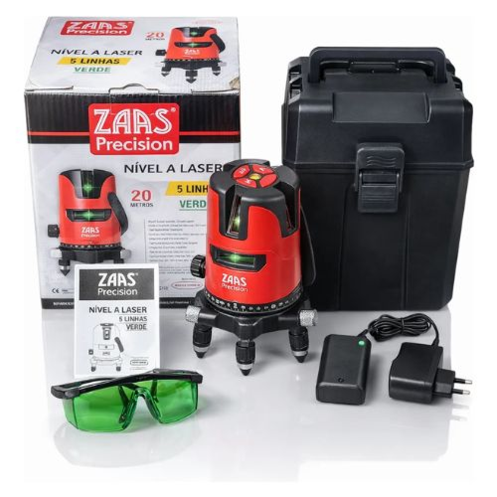 Nível A Laser Zaas 5 Linha Verde 20m Profissional - ZAAS