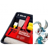 KIt de Pintura 7 Peças Atlas  Rolo Suporte Bandeja e Trincha - cód 25494 - ATLAS