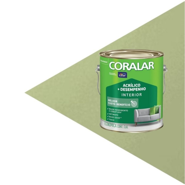 Tinta Acrílica Coral Coralar 3,6L – Economia com Qualidade - VERDE KIWI