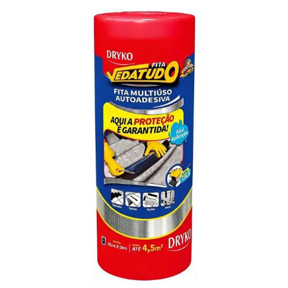Manta Asfaltica Dryko 45cm x 10mt (ROLO) Cód:27905 - ALUMINIZADA